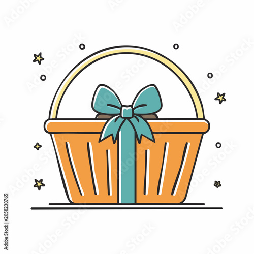Gift Basket with Blue Ribbon and Stars