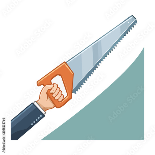 Hand in Suit Holding a Saw
