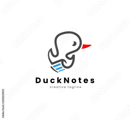 Bild auf Leinwand Mascot Duck note Logo Design - Document or Planner Logo Design