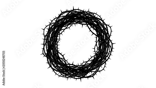 Bild auf Leinwand Crown of Thorns: A stark and symbolic representation of a crown of thorns, intricately woven and casting a dramatic shadow, evoking themes of suffering and sacrifice