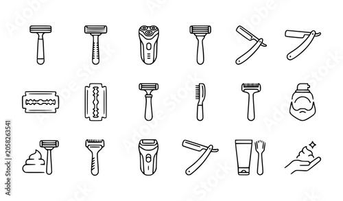 Photos Razor and Shaver Thin Line Icon Set Grooming Vector EPS 10