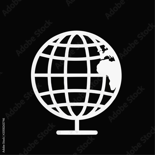 Globe silhouette on a black background representing global connectivity and geography