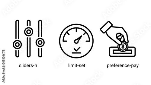 Sliders limit setting and preference pay linear icons preference adjustment configuration transaction interface software application optimization financial management business performance