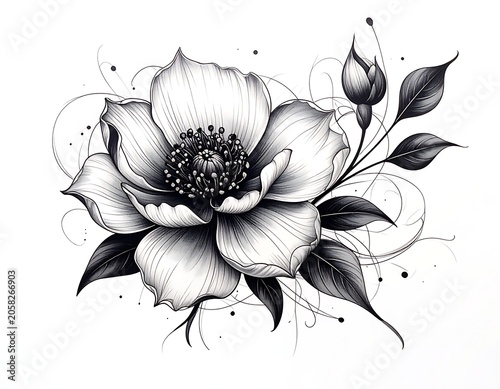 Delicate flower sketch