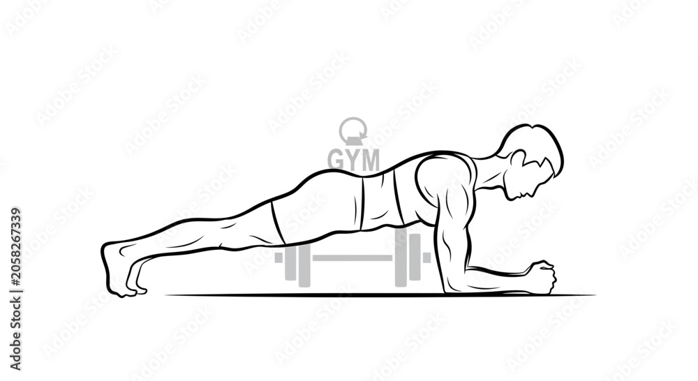 Fototapeta premium Fit person doing a plank exercise on the floor, core strength training, fitness