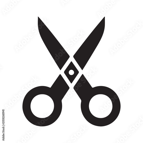 Scissors, Cutting Tool, Black Icon, Vector Graphic isolated on White Background