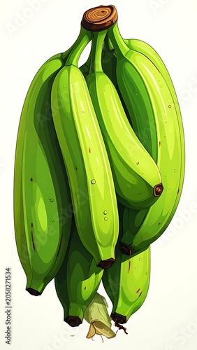Green unripe bananas
