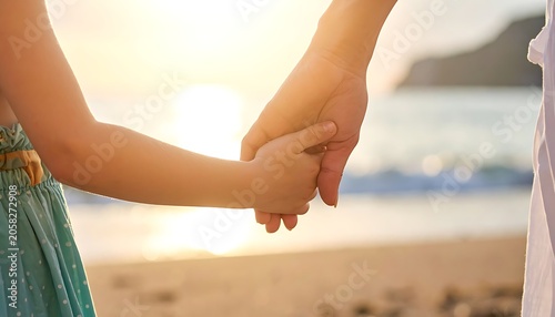 Holding hands on beach