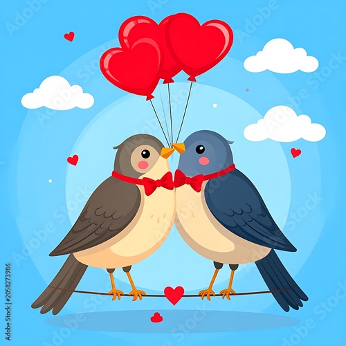 Lovebirds and balloons