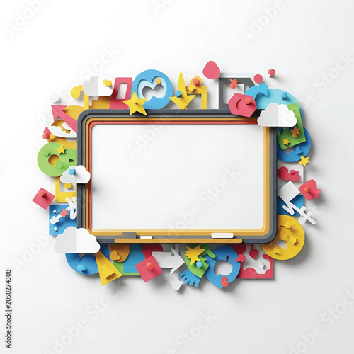 Colorful frame with fun toys.