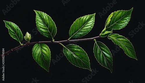 Green leaves on branch