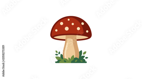 Obraz na plátně A vibrant red mushroom with spots.