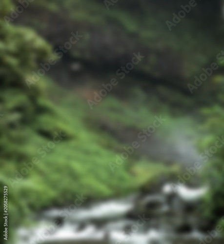 Blurred of Flowing Waters in Ciparay Waterfall Tasikmalaya West Java