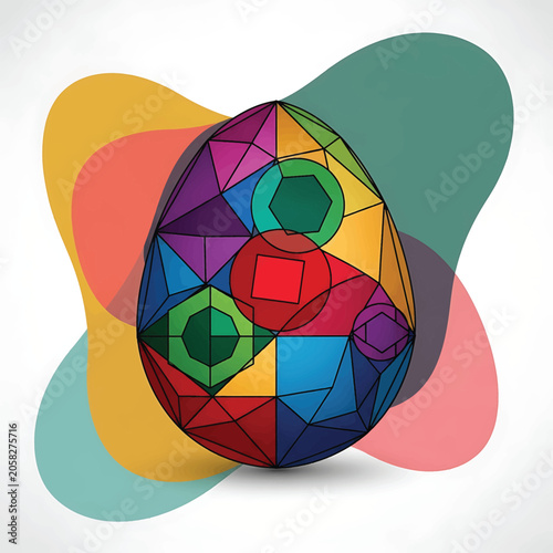 Colorful Geometric Polygonal Mosaic Sphere Design.