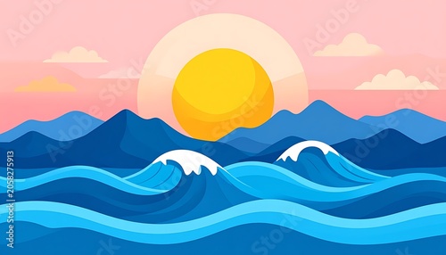 Ocean sunrise illustration