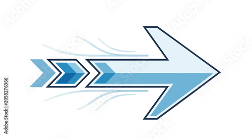 Konstfotografi Blue Arrow Pointing Right Fast Motion.