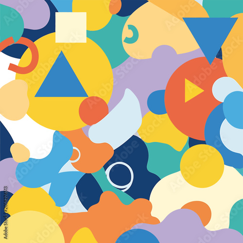 Colorful geometric shapes art composition.