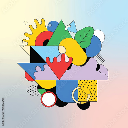 Colorful geometric shapes art design.