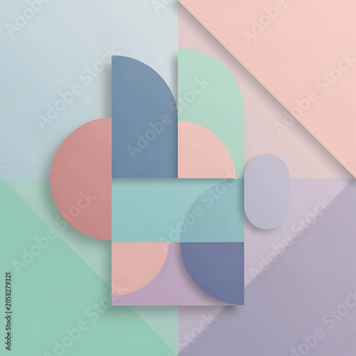 Colorful geometric shapes in squares.