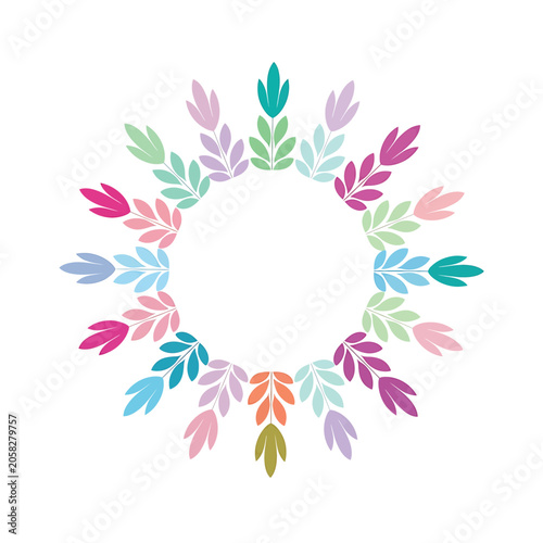 Foto Colorful Leaves Form Circular Pattern.
