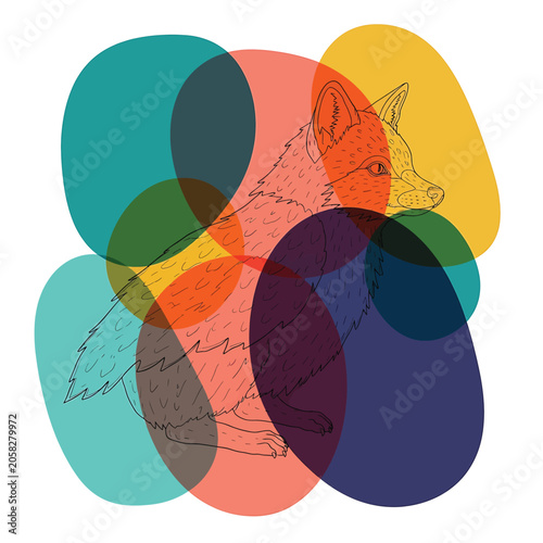 Colorful Geometric Shapes Overlap Abstract.