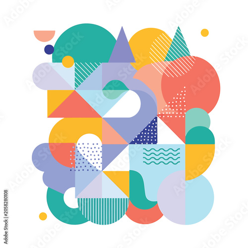 Colorful geometric shapes pattern design.