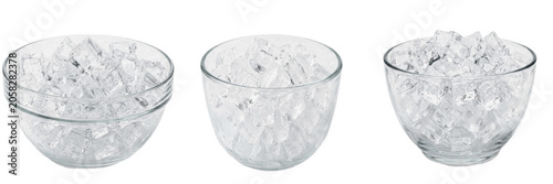 Bild auf Leinwand bowlSet of a glass bowl filled with white granular sugar, essential for baking, sweetening drinks, and cooking recipes, isolated on a transparent background