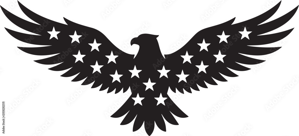 Fototapeta premium American eagle icon, patriotic symbol, star-spangled bird, vector illustration