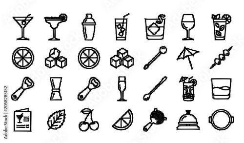 Foto Cocktail Bar Icons Collection with Editable Stroke Premium Beverage and Mixology