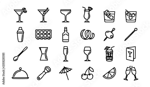 Foto Elegant Cocktail Drink Icons Pack Editable Stroke Mixology Beverage Vector Colle