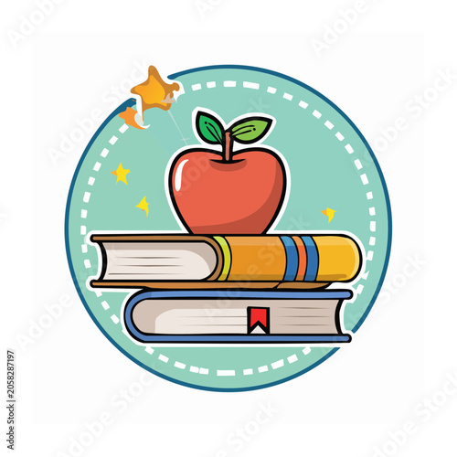 Apple on Stack of Books Illustration