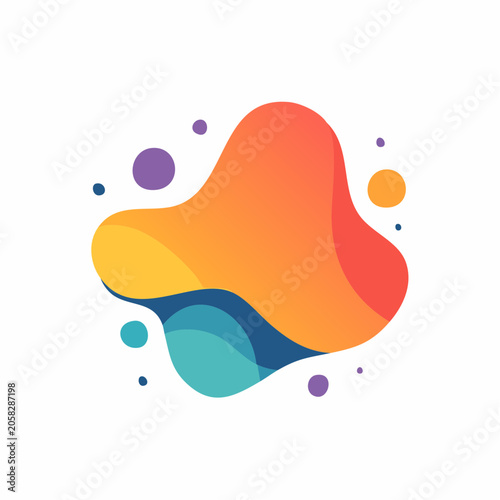 Abstract Fluid Blob with Colorful Gradient and Dots