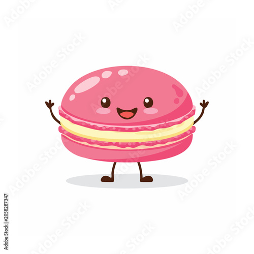 Cute cartoon macaron character with arms and legs
