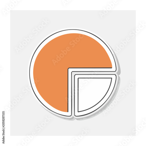 Flat pie chart icon with orange segment