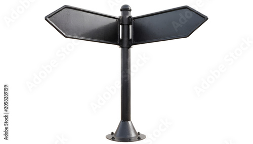 Blank Black Metal Two Way Directional Arrow Signpost Mockup