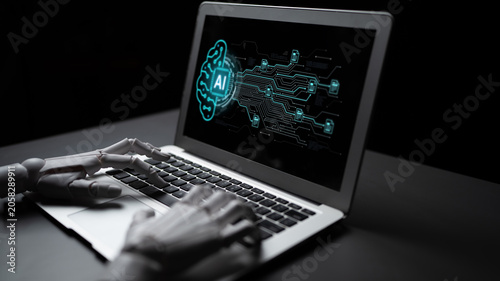 Φωτογραφία Artificial intelligence using AI neural processing and circuit to transform AI data into actionable output by smart automated AI reasoning science