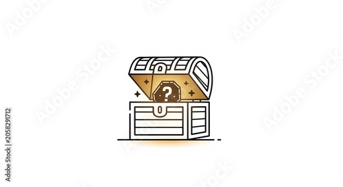 Mysterious Treasure Chest Icon with Question Mark Symbol.