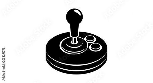 Retro Arcade Joystick Controller Icon Black and White.