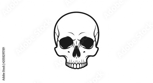 Simple Black and White Skull Illustration.