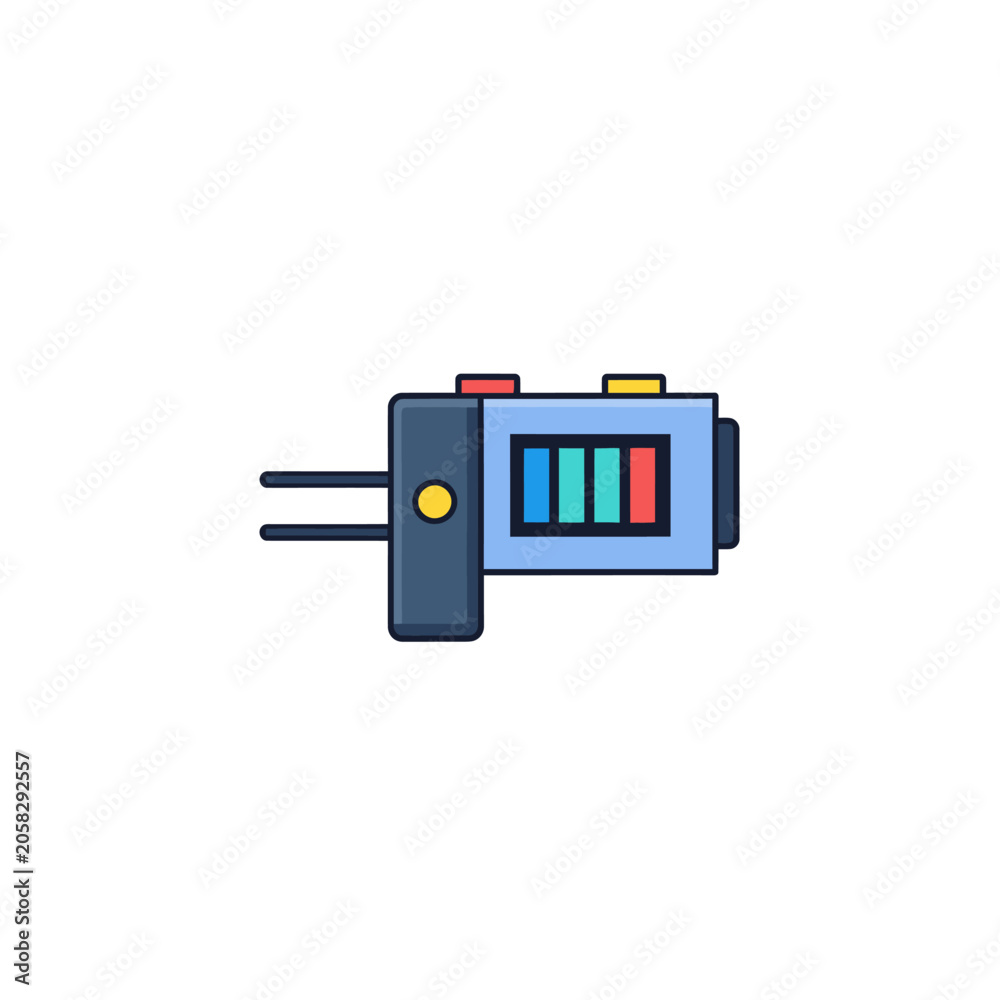 Fototapeta premium Battery level indicator icon with charging cable