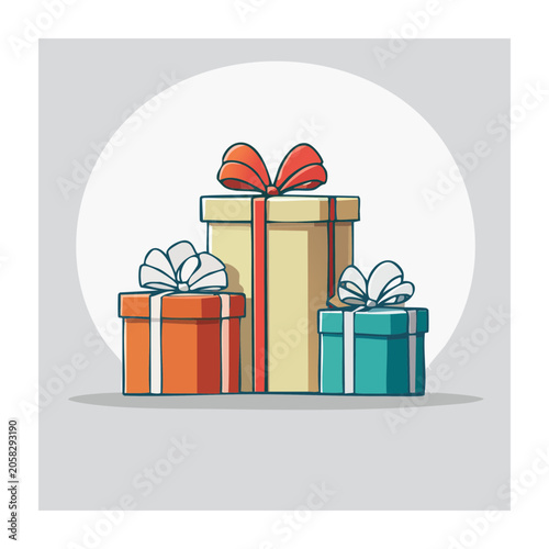 Colorful Stacked Gift Boxes with Ribbons Illustration