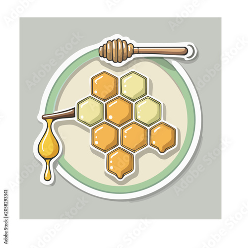 Honeycomb and Dipper Flat Illustration