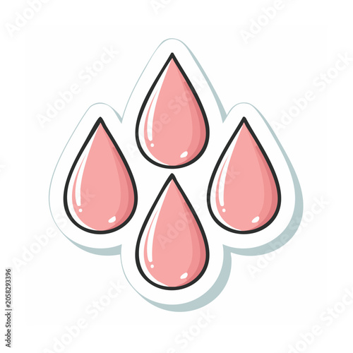 Pink water droplets icon on transparent background