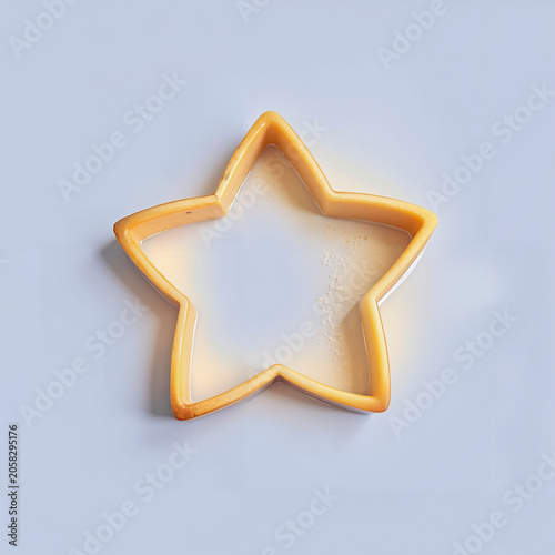 Cookie cutter star shape with empty space, light background for baking concept