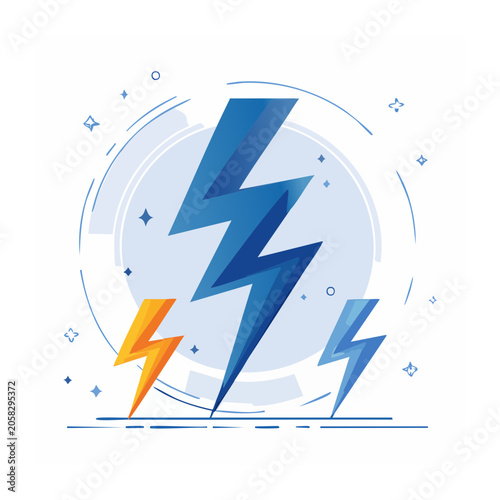 Flat design lightning bolts illustration