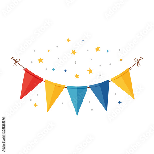 Flat design paper airplane with stars