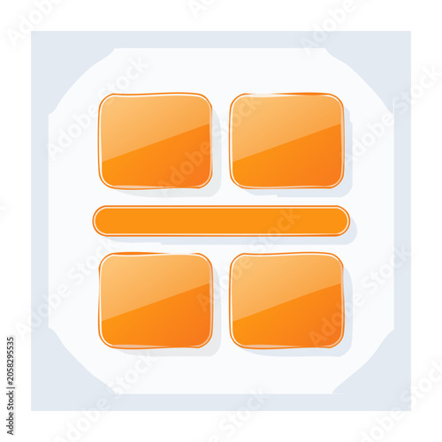 Orange glossy buttons icon set on white background