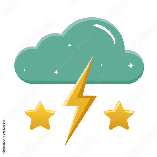 Lightning and stars weather icon illustration