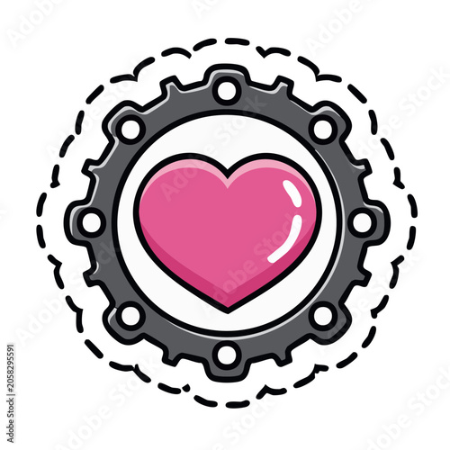 Pink Heart Inside Gear Icon