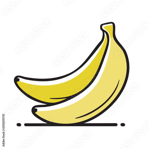 Yellow banana icon in flat design style